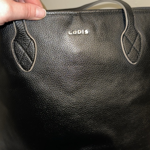 Lodis Black Leather Tote Purse EUC - Picture 5 of 10